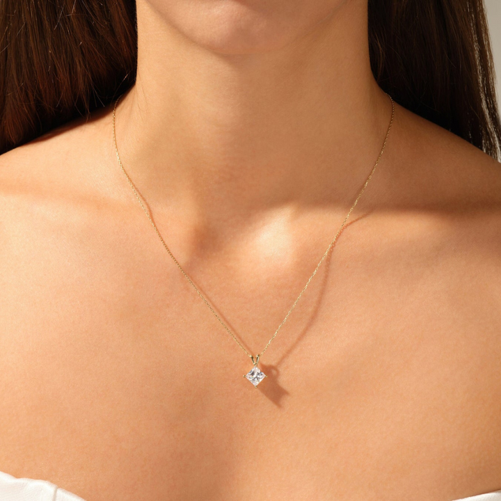 Moissanite 1.40 CT Princess Diamond Necklace