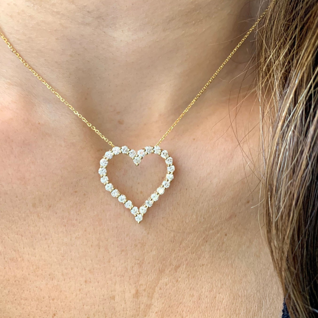 Moissanite 0.90 CT Round Diamond Heart Design Necklace