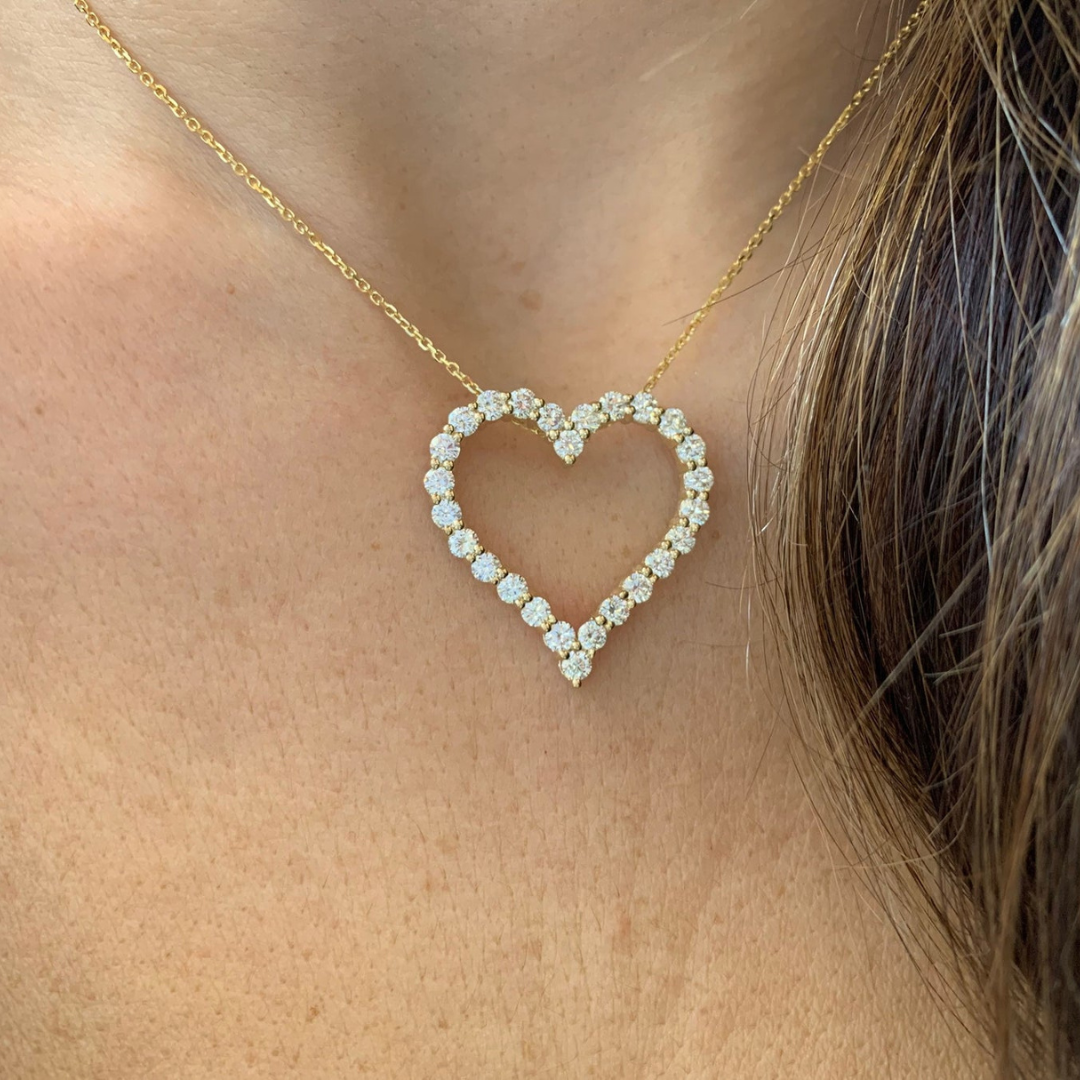 Moissanite 0.90 CT Round Diamond Heart Design Necklace