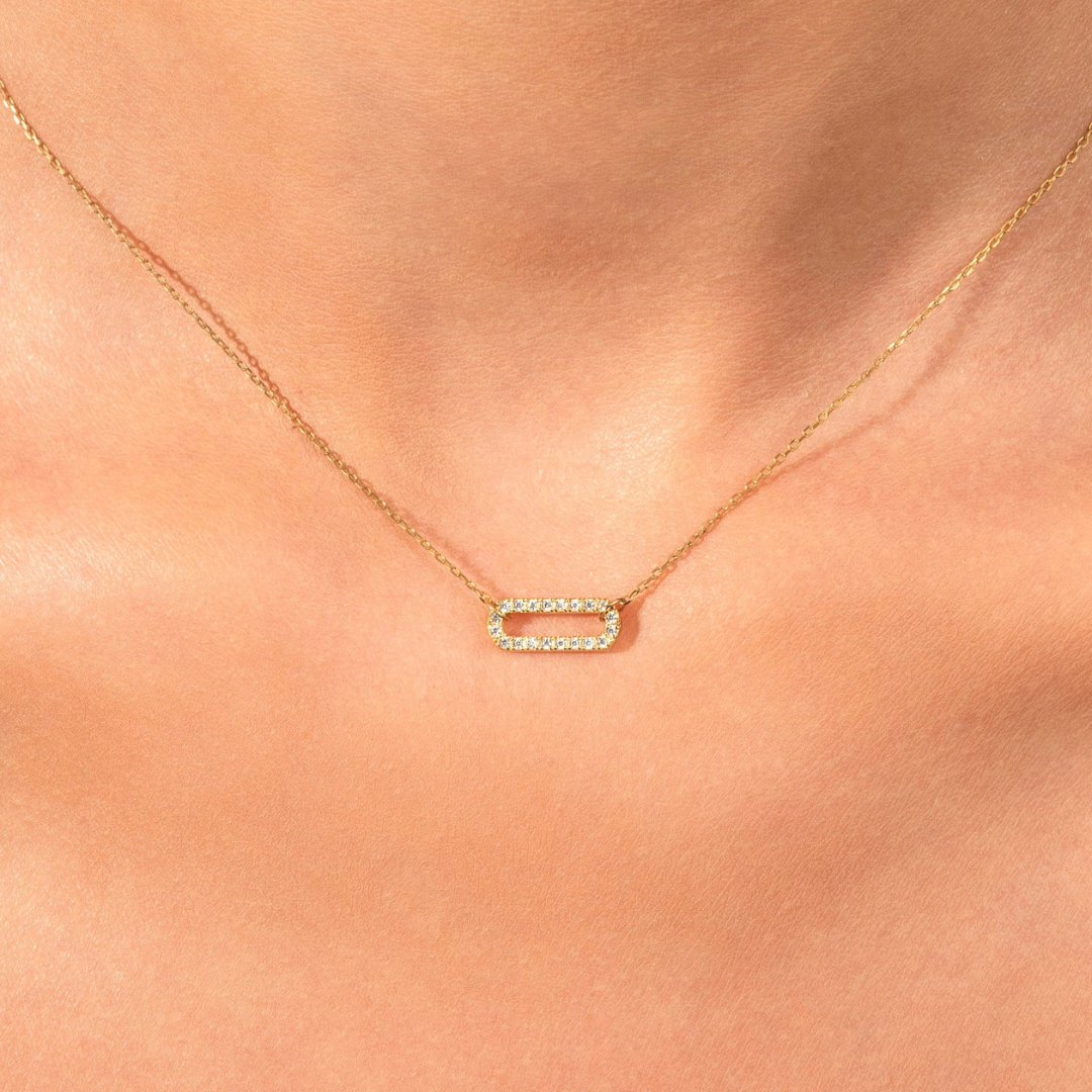 Moissanite 0.50 CT Round Diamond Brutalist Necklace