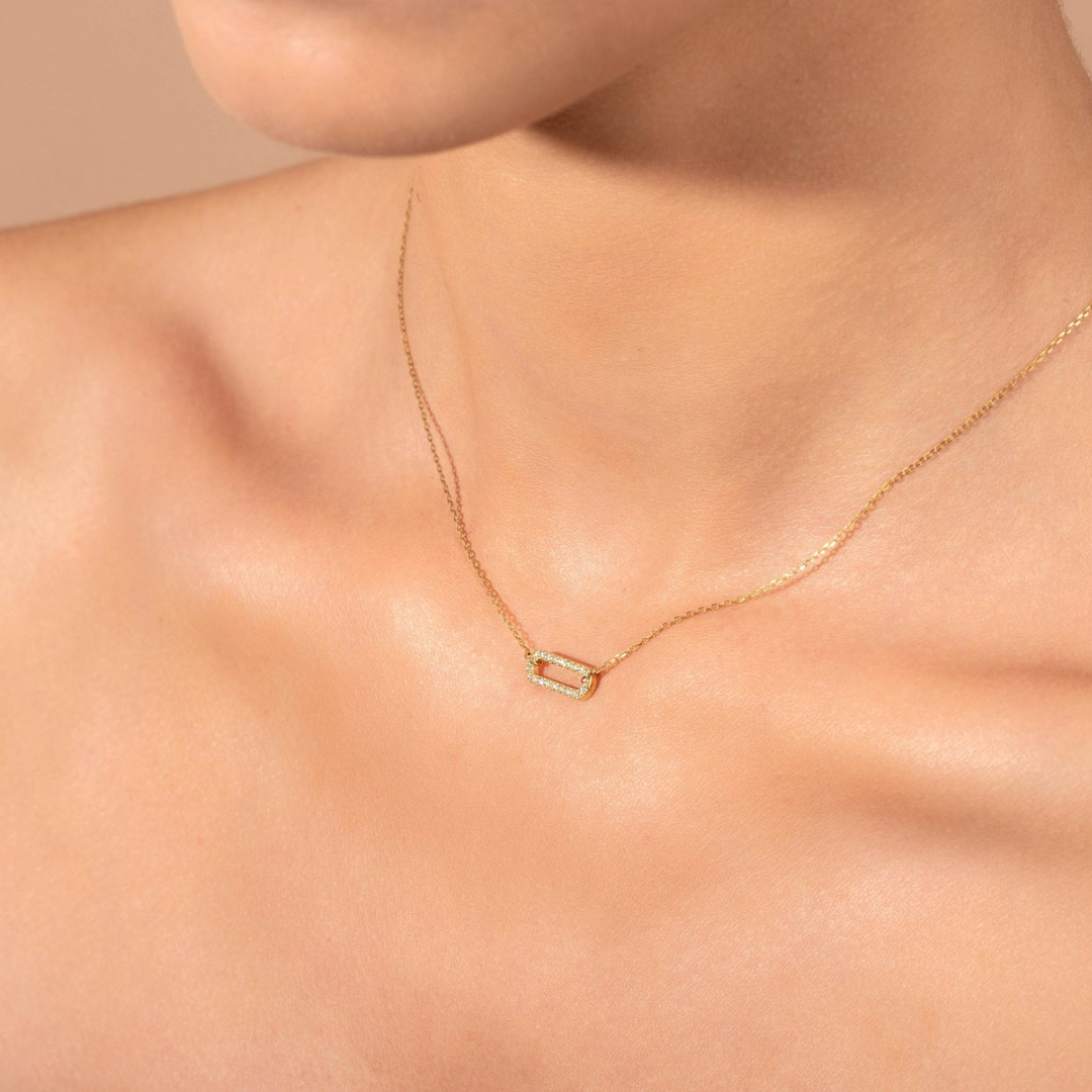 Moissanite 0.50 CT Round Diamond Brutalist Necklace