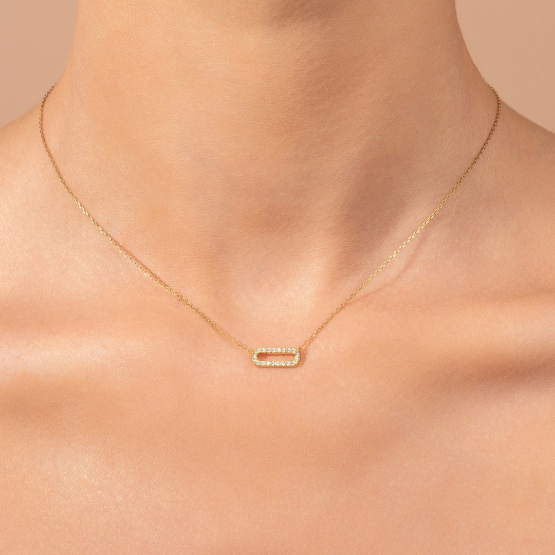 Moissanite 0.50 CT Round Diamond Brutalist Necklace