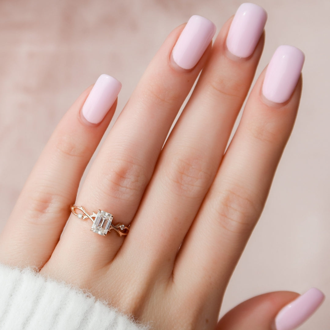 Moissanite 2.45 CT Emerald Cut Minimalist Unique Handmade Ring