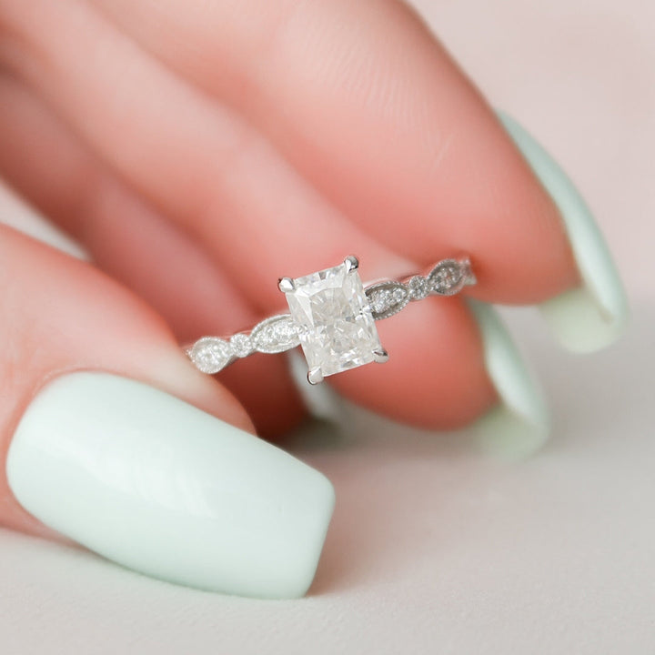Moissanite 2.45 CT Radiant Cut Minimalist Unique Handmade Ring