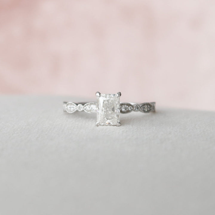 Moissanite 2.45 CT Radiant Cut Minimalist Unique Handmade Ring