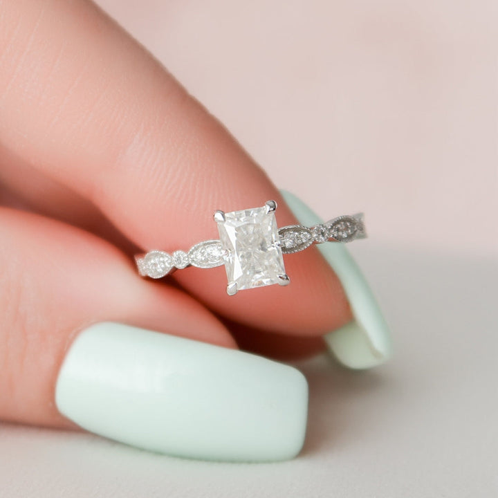 Moissanite 2.45 CT Radiant Cut Minimalist Unique Handmade Ring