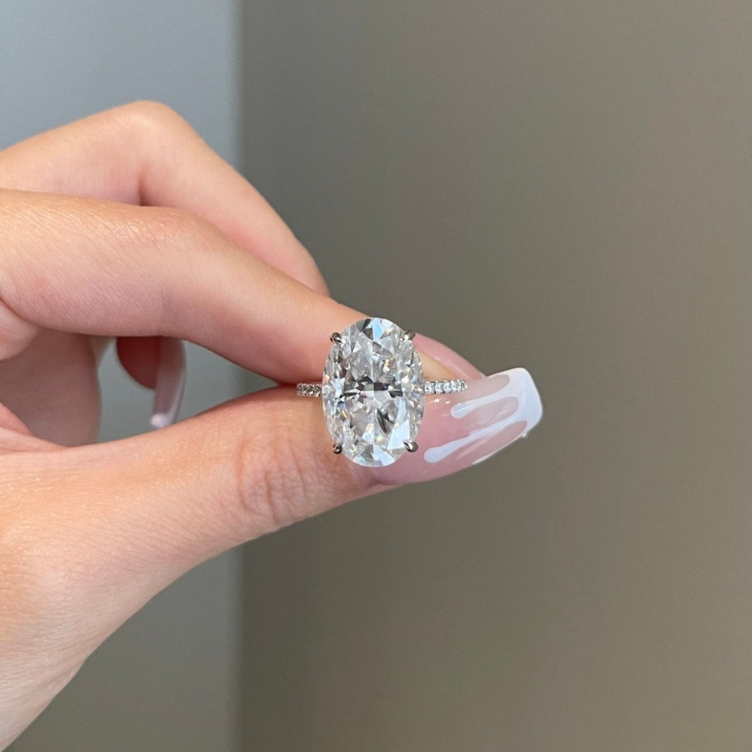 Moissanite CT Oval Cut Art Deco Engagement Ring – Less Diamond