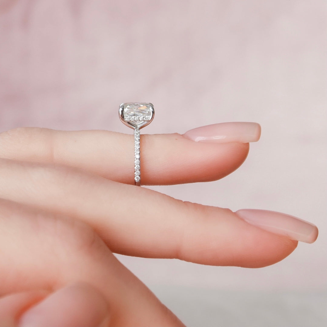 Moissanite 2.00 CT Cushion Diamond Art Nouveau Wedding Ring
