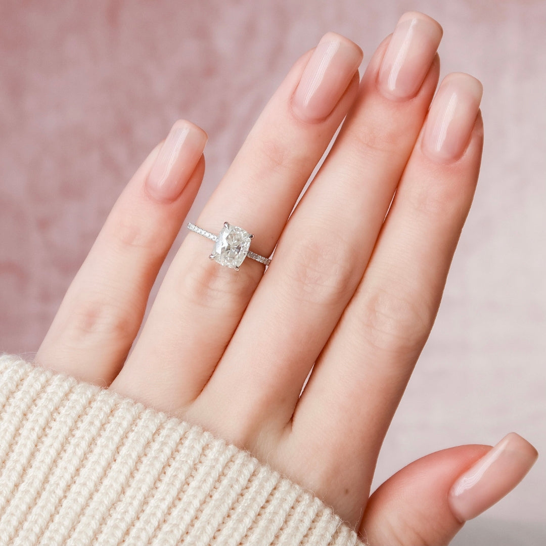 Moissanite 2.00 CT Cushion Diamond Art Nouveau Wedding Ring