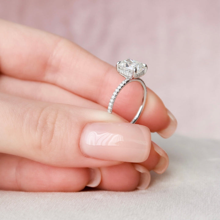 Moissanite 2.00 CT Cushion Diamond Art Nouveau Wedding Ring