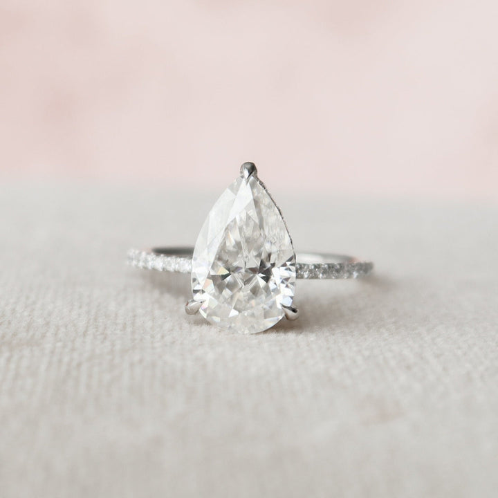 Moissanite 2.75 CT Pear Cut Diamond Brutalist Handmade Ring