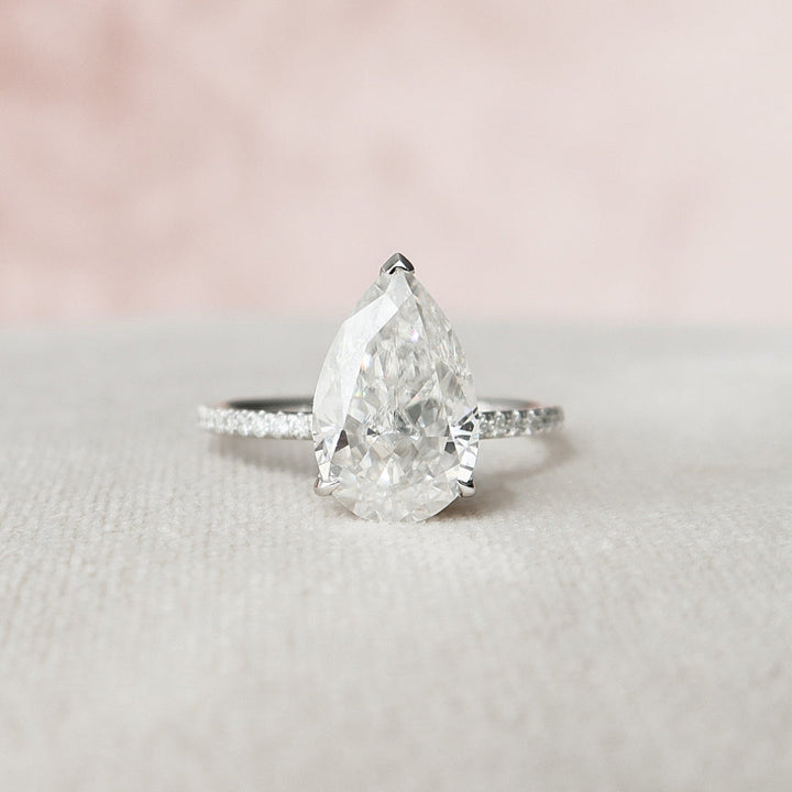 Moissanite 2.70 CT Pear Cut Diamond Edwardian Handmade Ring
