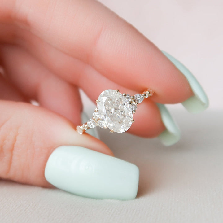 Moissanite 3.26 CT Oval Cut Diamond Gothic Anniversary Ring