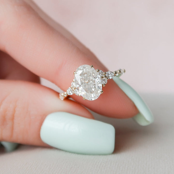 Moissanite 3.26 CT Oval Cut Diamond Gothic Anniversary Ring