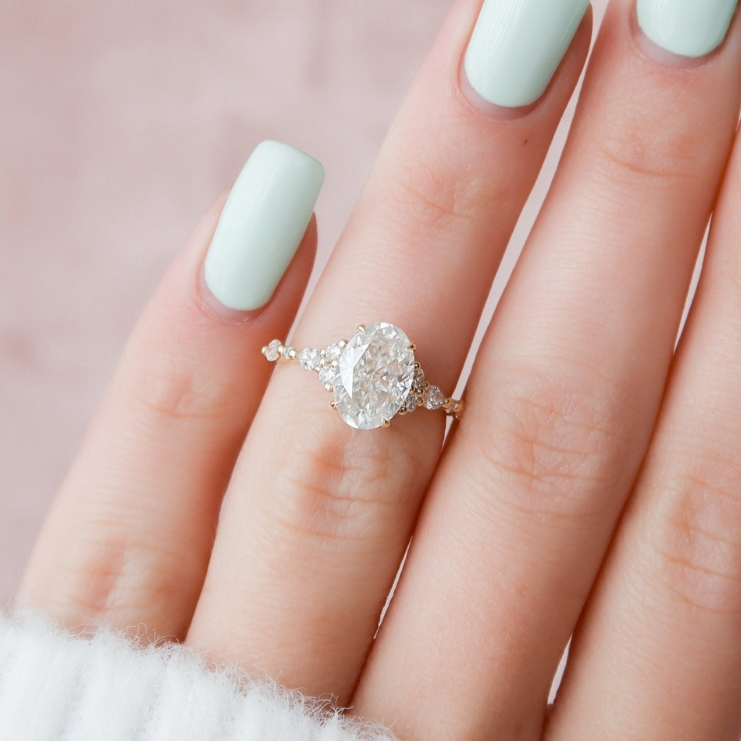 Moissanite 3.26 CT Oval Cut Diamond Gothic Anniversary Ring