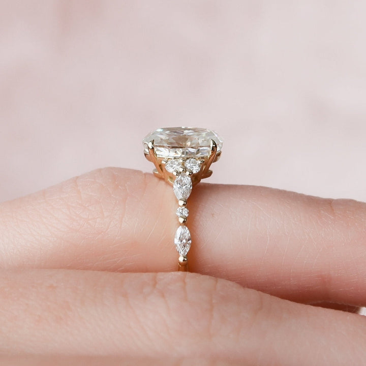 Moissanite 3.26 CT Oval Cut Diamond Gothic Anniversary Ring