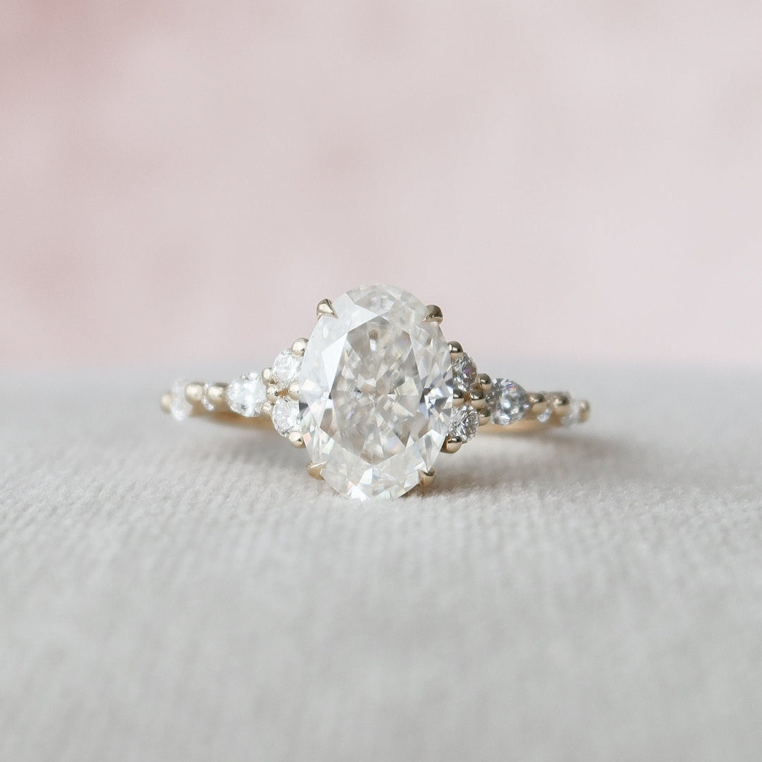 Moissanite 3.26 CT Oval Cut Diamond Gothic Anniversary Ring