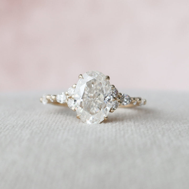 Moissanite 3.26 CT Oval Cut Diamond Gothic Anniversary Ring