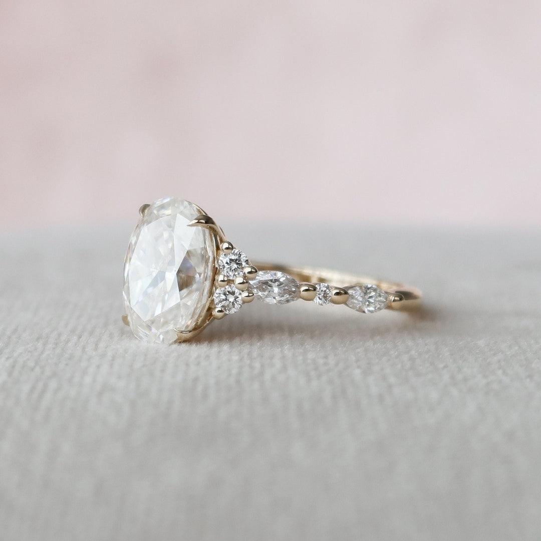 Moissanite 3.26 CT Oval Cut Diamond Gothic Anniversary Ring