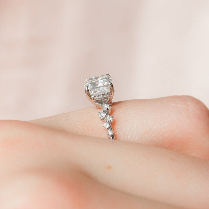 Moissanite 2.12 CT Cushion Cut Diamond Brutalist Handmade Ring