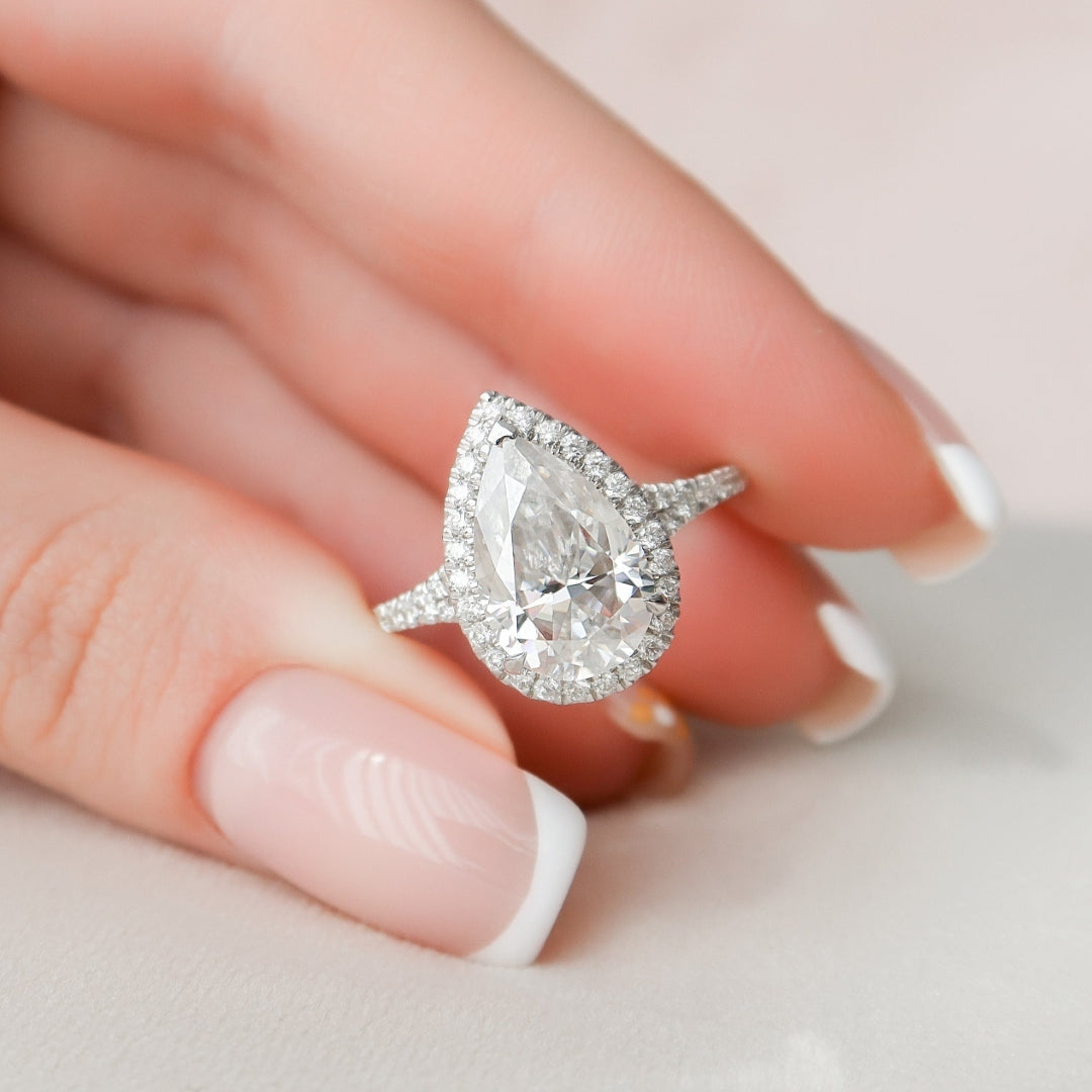 Moissanite 3.30 CT Pear Cut Diamond Edwardian Engagement Ring