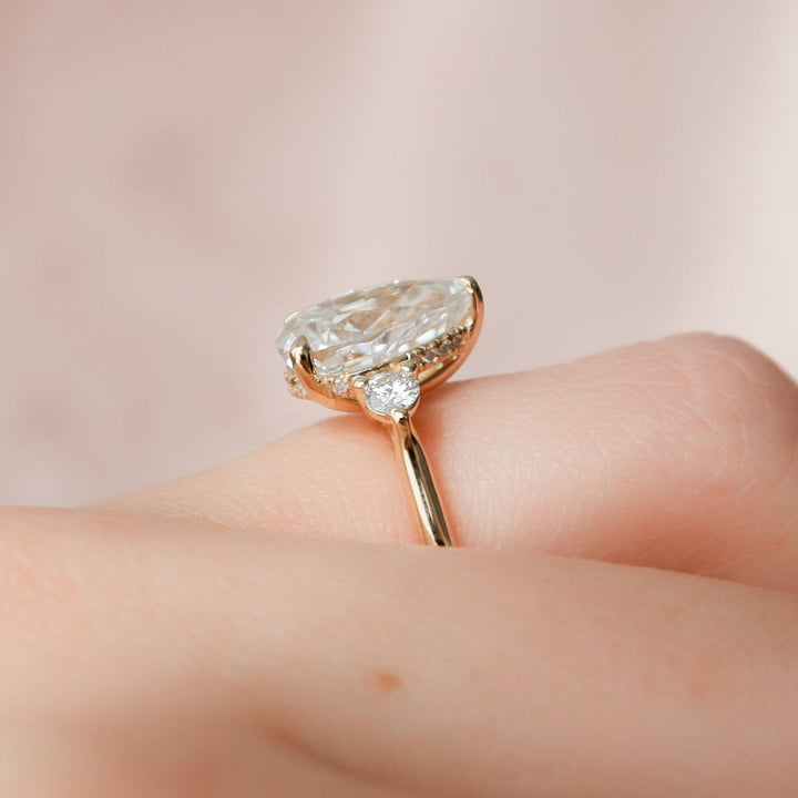 Moissanite 2.35 CT Pear Cut Diamond Gothic Wedding Ring