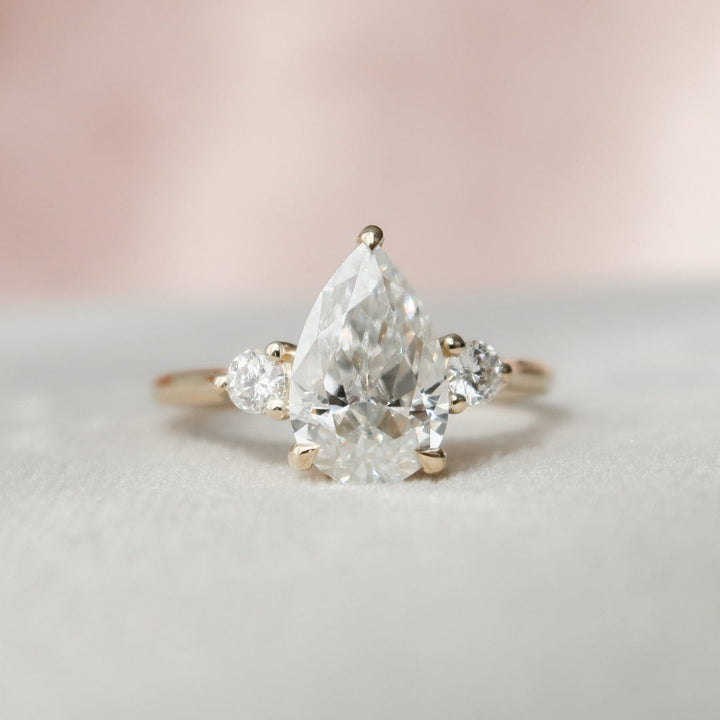 Moissanite 2.35 CT Pear Cut Diamond Gothic Wedding Ring
