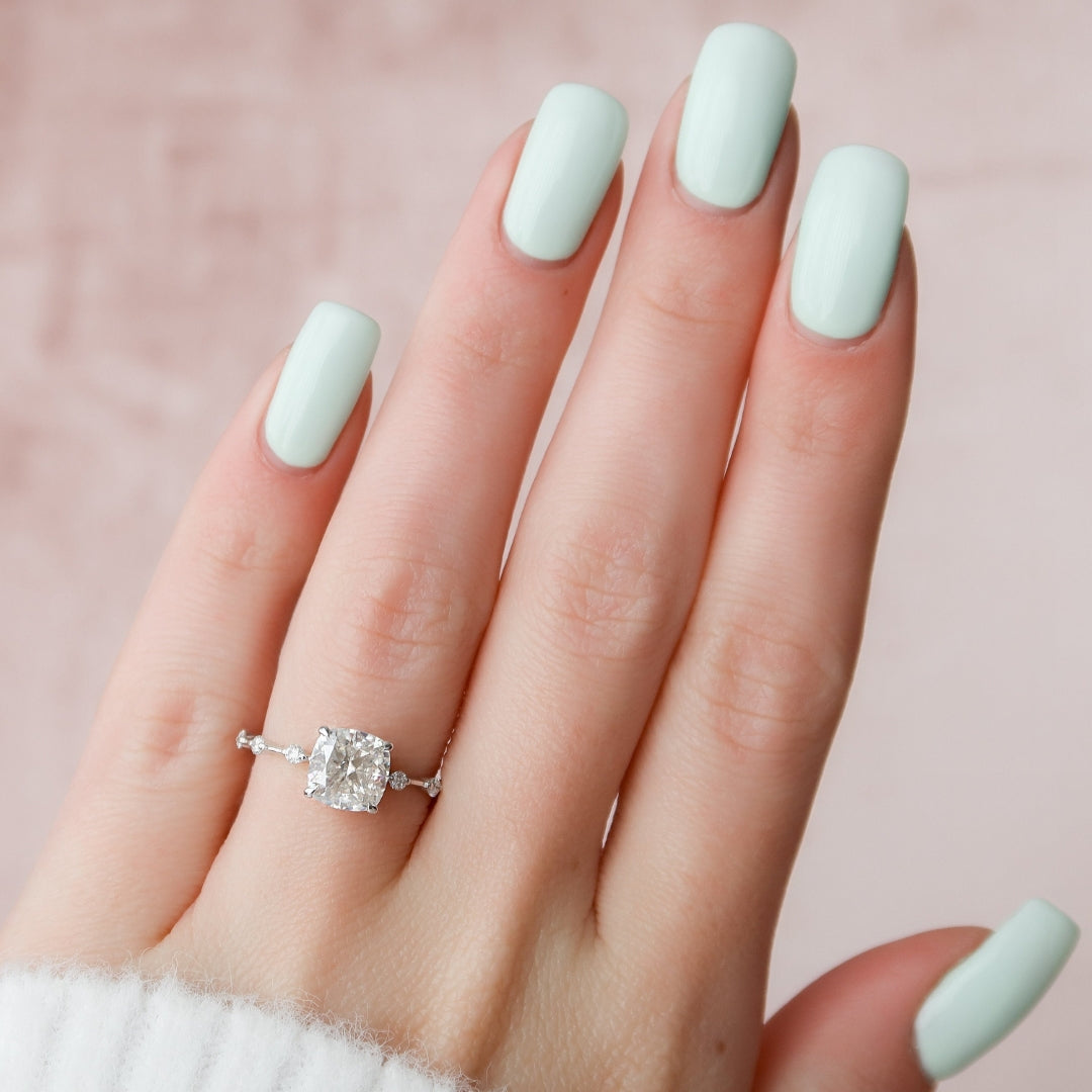 Moissanite 1.95 CT Cushion Cut Diamond Engagement Ring