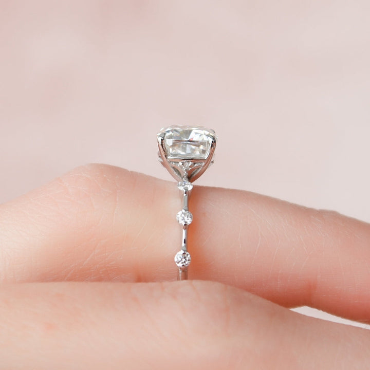 Moissanite 1.95 CT Cushion Cut Diamond Engagement Ring