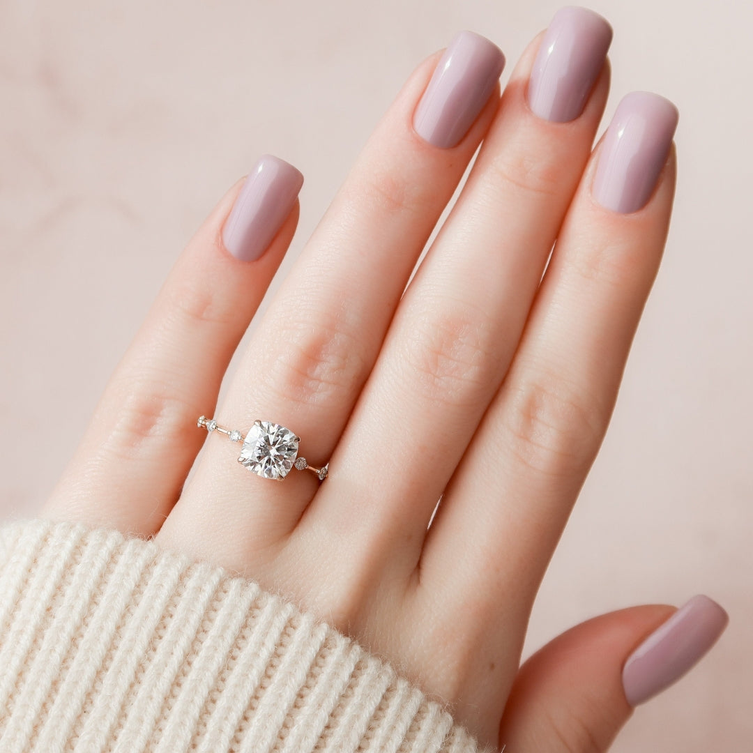 Moissanite 1.95 CT Cushion Cut Diamond Engagement Ring