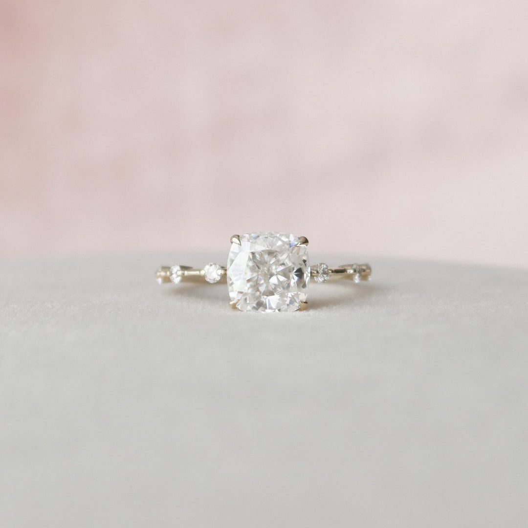 Moissanite 1.95 CT Cushion Cut Diamond Engagement Ring