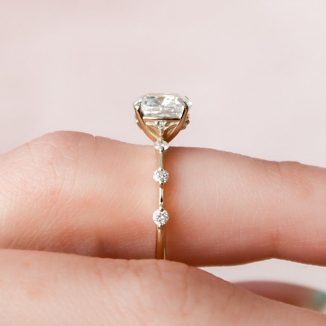 Moissanite 1.95 CT Cushion Cut Diamond Engagement Ring