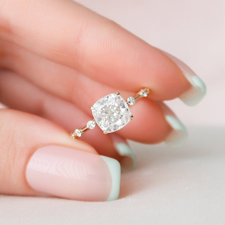 Moissanite 1.95 CT Cushion Cut Diamond Engagement Ring