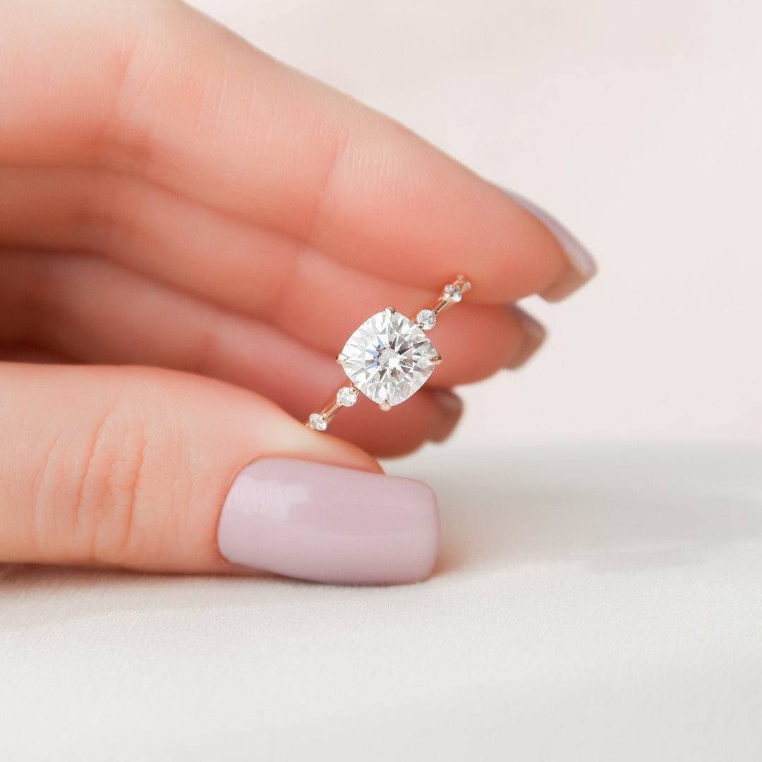 Moissanite 1.95 CT Cushion Cut Diamond Engagement Ring