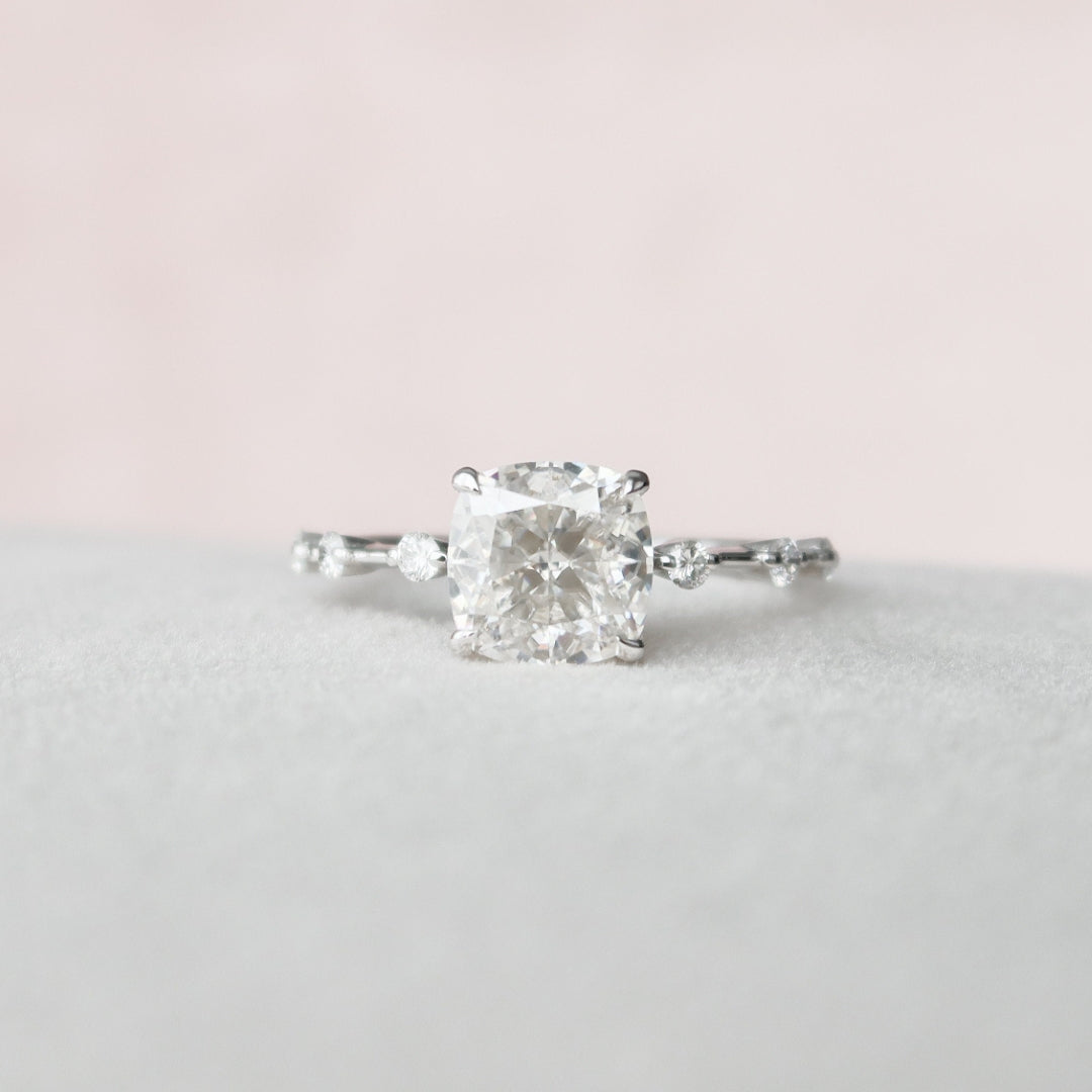 Moissanite 1.95 CT Cushion Cut Diamond Engagement Ring