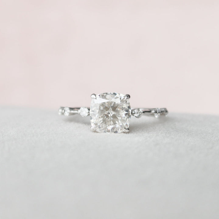 Moissanite 1.95 CT Cushion Cut Diamond Engagement Ring