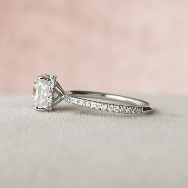 Moissanite 2.43 CT Cushion Cut Diamond Mid-Century Anniversary Ring