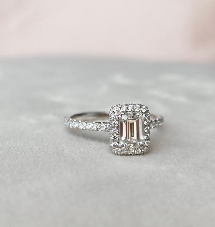 Moissanite 2.30 CT Emerald Cut Diamond Boho & Hippie Wedding Ring