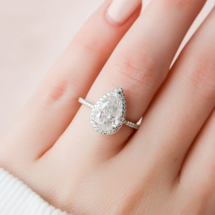 Moissanite 2.70 CT Pear Cut Diamond Art Deco Handmade Ring
