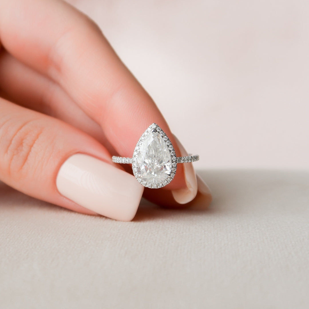 Moissanite 2.70 CT Pear Cut Diamond Art Deco Handmade Ring