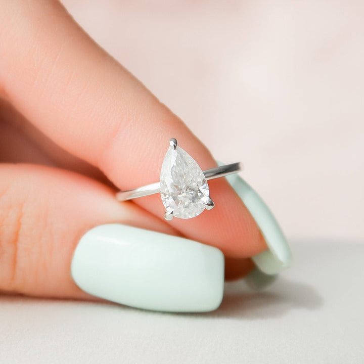 Moissanite 1.70 CT Pear Cut Diamond Gothic Anniversary Ring