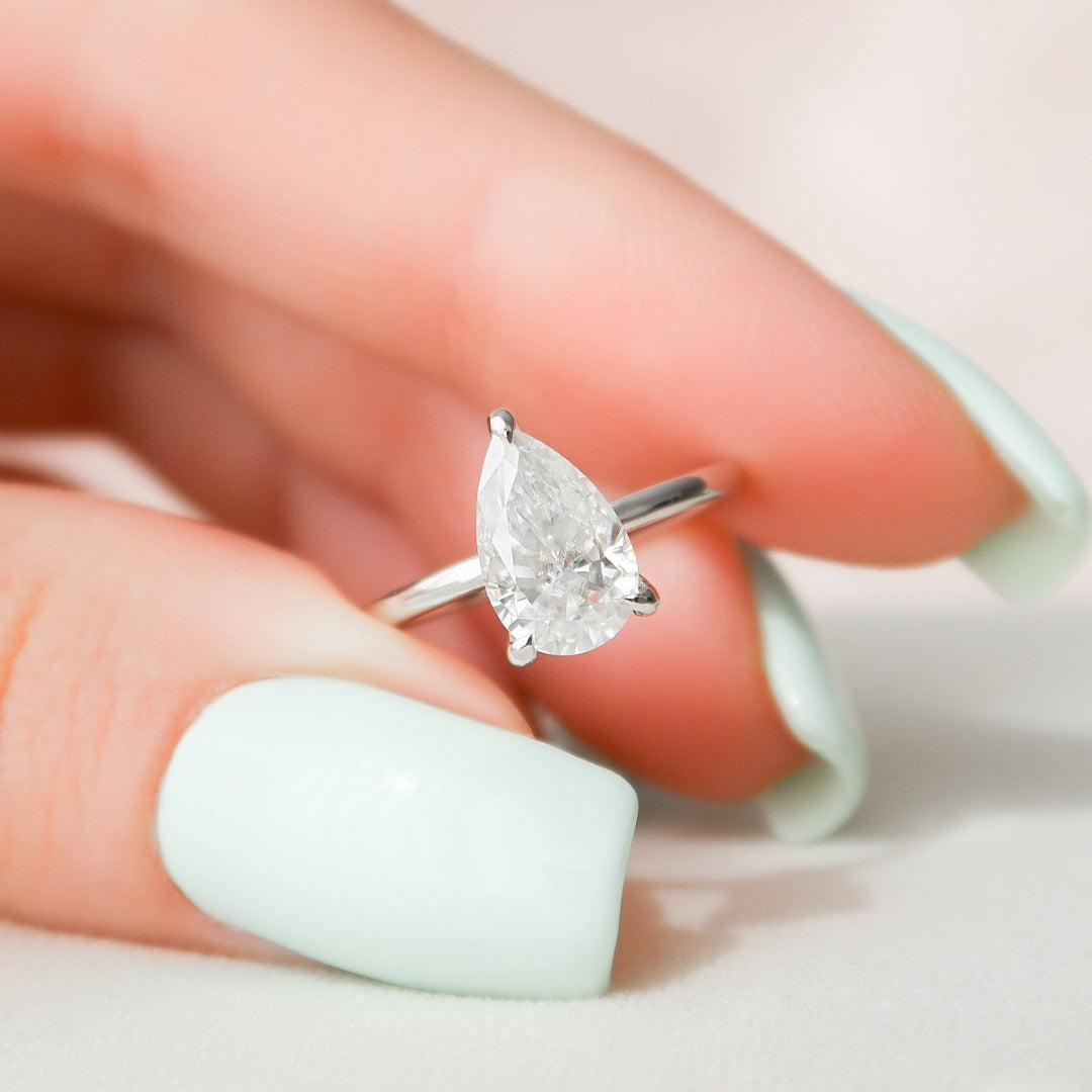 Moissanite 1.70 CT Pear Cut Diamond Gothic Anniversary Ring