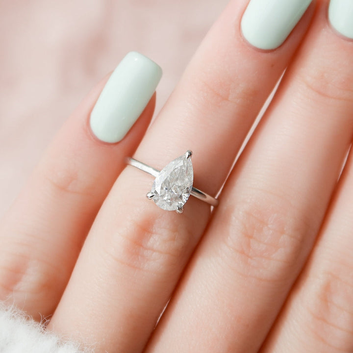 Moissanite 1.70 CT Pear Cut Diamond Gothic Anniversary Ring