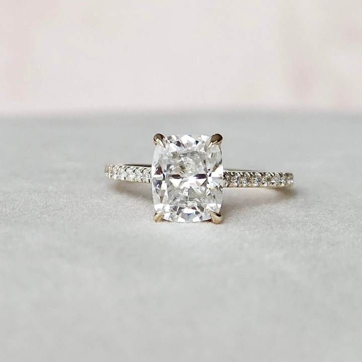 Moissanite 2.94 CT Cushion Cut Diamond Minimalist Anniversary Ring