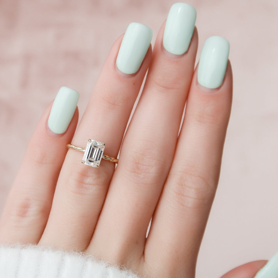 Moissanite 2.00 CT Emerald Diamond Gothic Wedding Ring