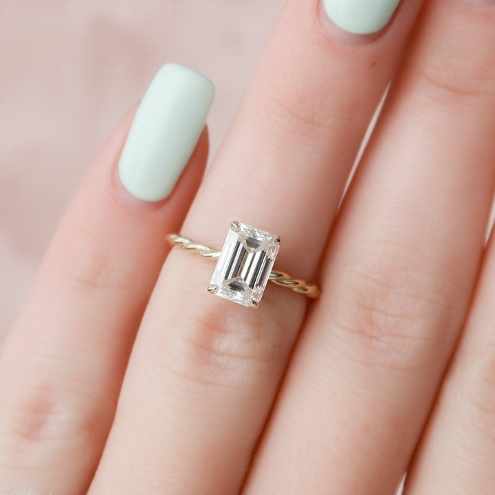 Moissanite 2.00 CT Emerald Diamond Gothic Wedding Ring