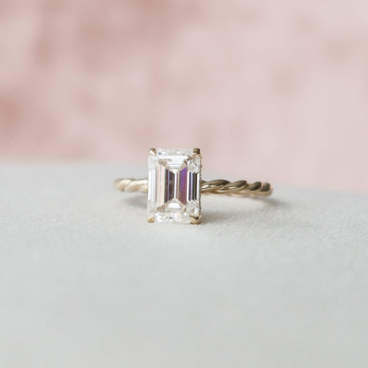 Moissanite 2.00 CT Emerald Diamond Gothic Wedding Ring