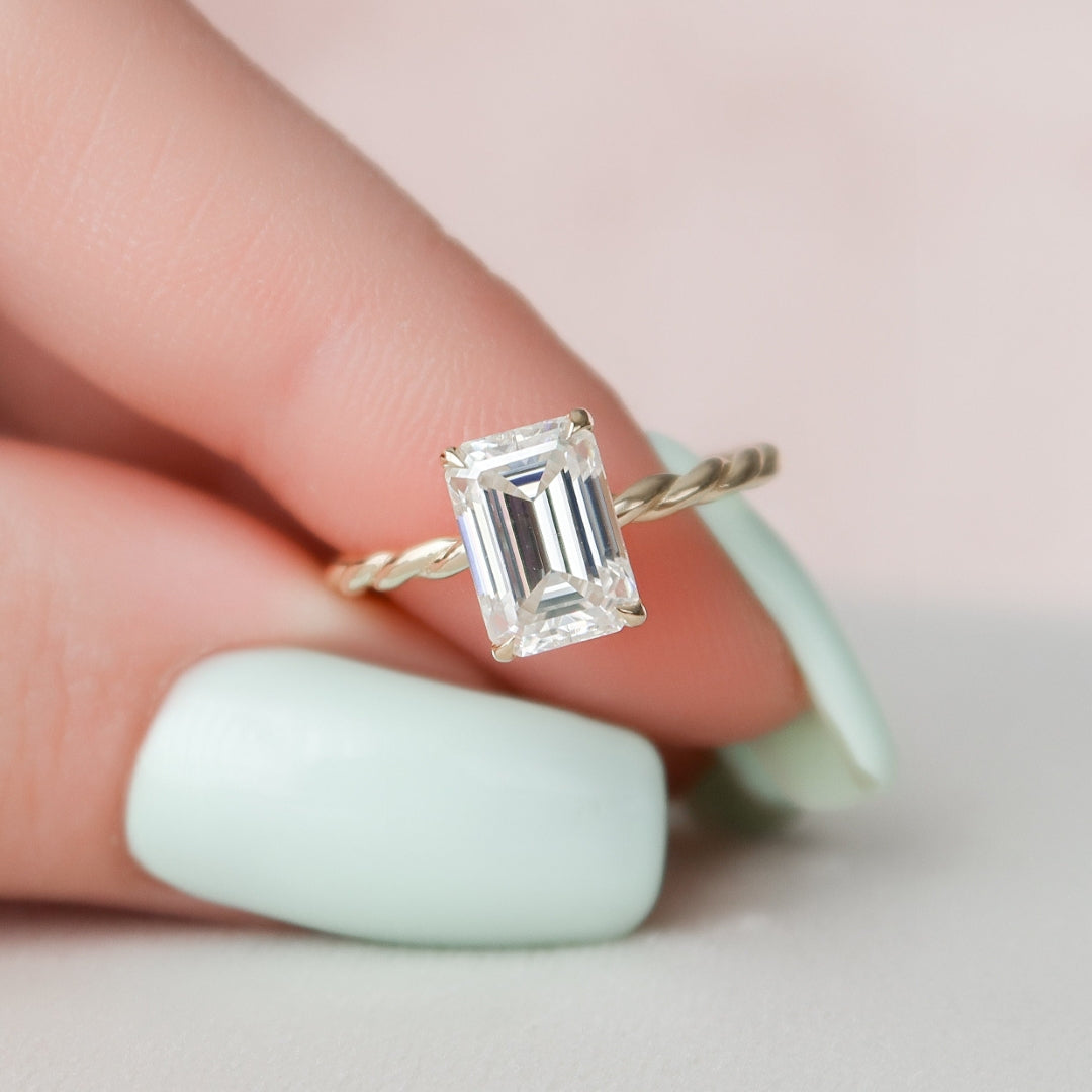 Moissanite 2.00 CT Emerald Diamond Gothic Wedding Ring
