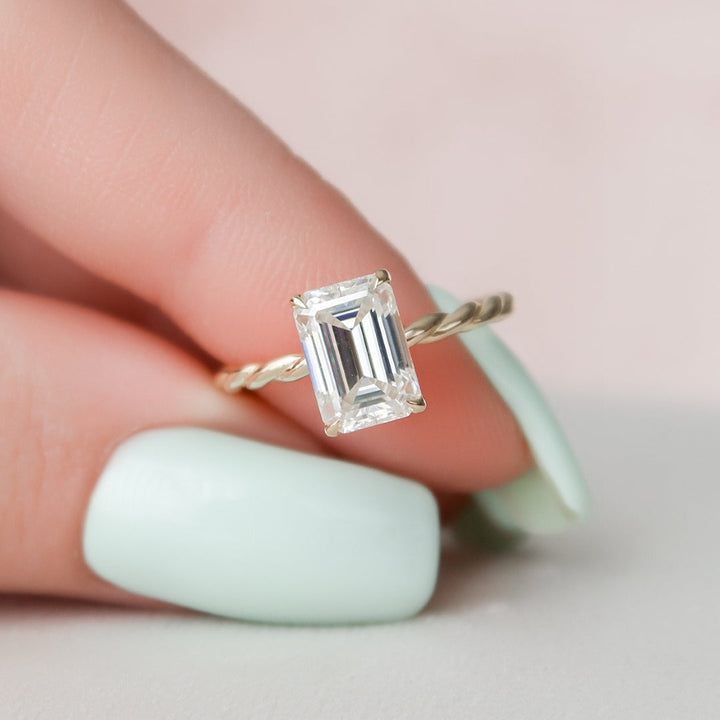 Moissanite 2.00 CT Emerald Diamond Gothic Wedding Ring
