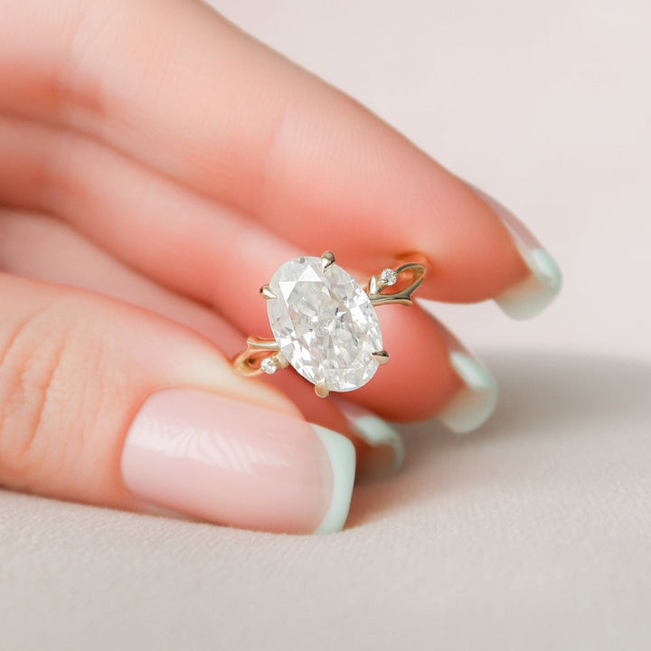 Moissanite 2.15 CT Oval Cut Diamond Edwardian Handmade Ring